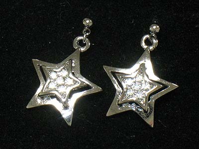 Crystal deco duouble star earring