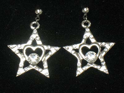 Crystal heart pattern star earring