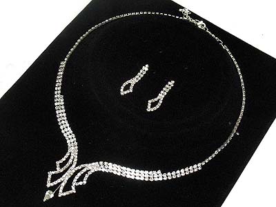 Rhinestone boutique style necklace and earring set