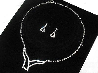 Rhinestone boutique style necklace and earring set