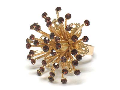 Glamour multi crystal deco flower shape ring 