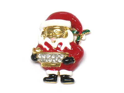 Christmas theme crystal deco santa brooch