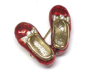 Christmas theme crystal deco shoes brooch