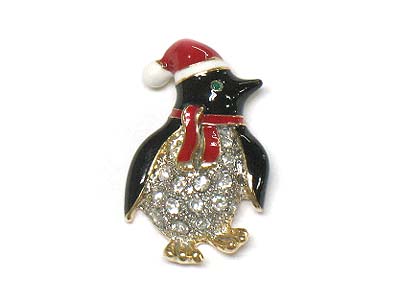 Christmas theme penguin santa brooch