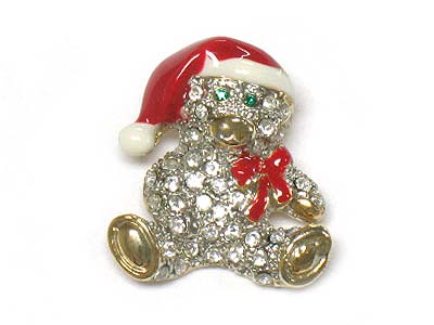 Christmas crystal deco bear brooch