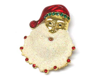 Christmas crystal deco santa face brooch