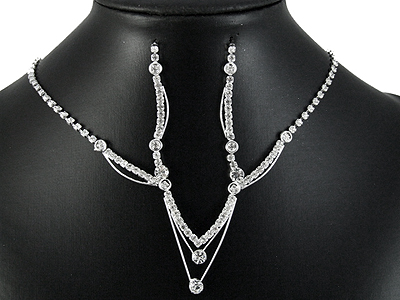 Rhinestone boutique style necklace and earring set 