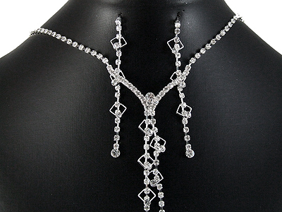 Rhinestone boutique style necklace and earring set