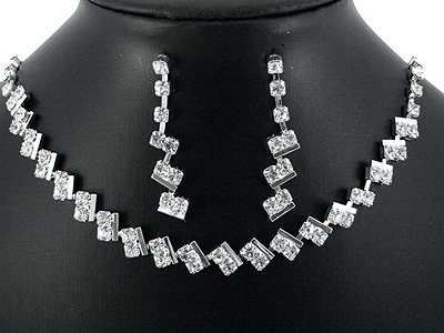 Rhinestone boutique stylesimple pattern necklace and earring set