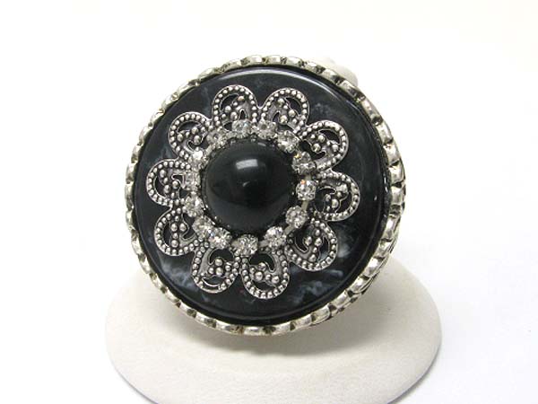 Crystal stud flower deco round stretch ring