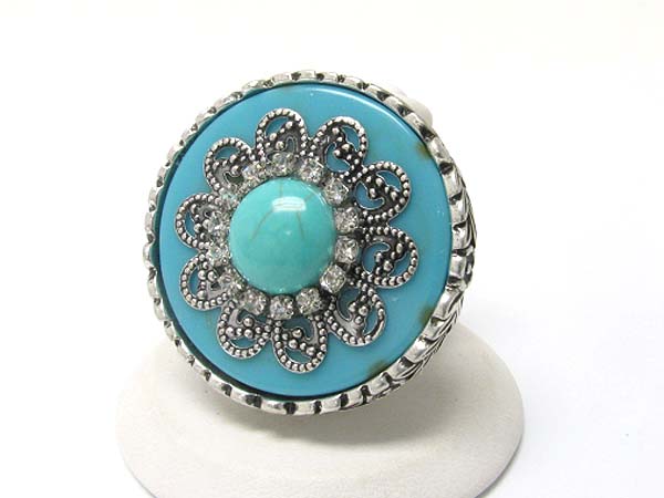 Crystal stud flower deco round stretch ring