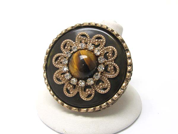 Crystal stud flower deco round stretch ring