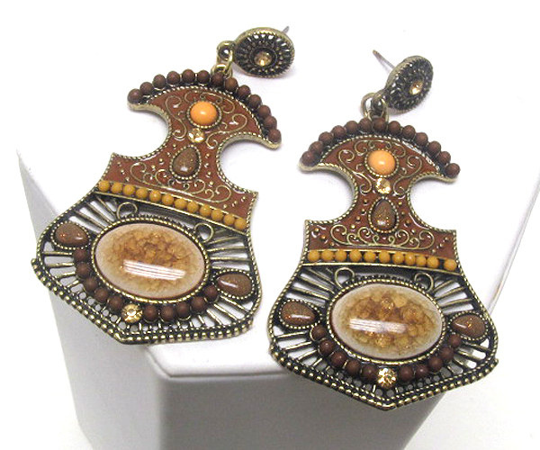 Vintage style acryl and enamel art deco earring