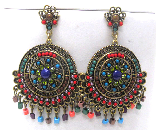 Vintage style acryl and enamel art deco earring