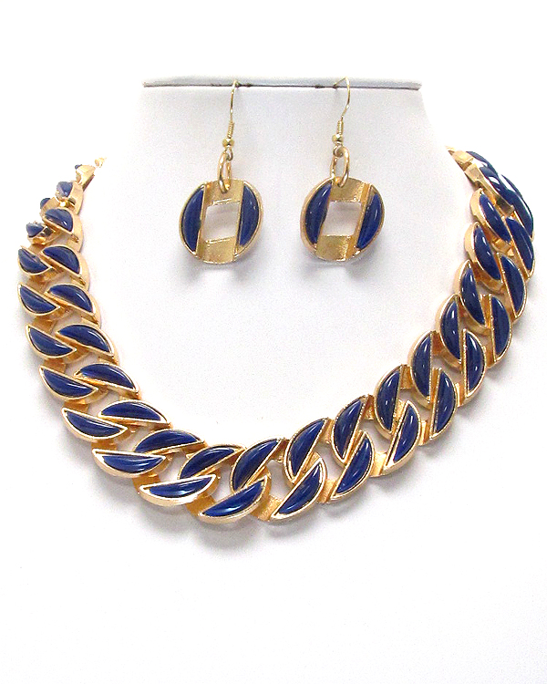 Epoxy deco thick chain necklace earring set