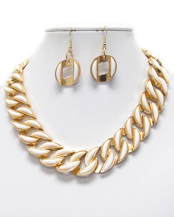 Epoxy deco thick chain necklace earring set