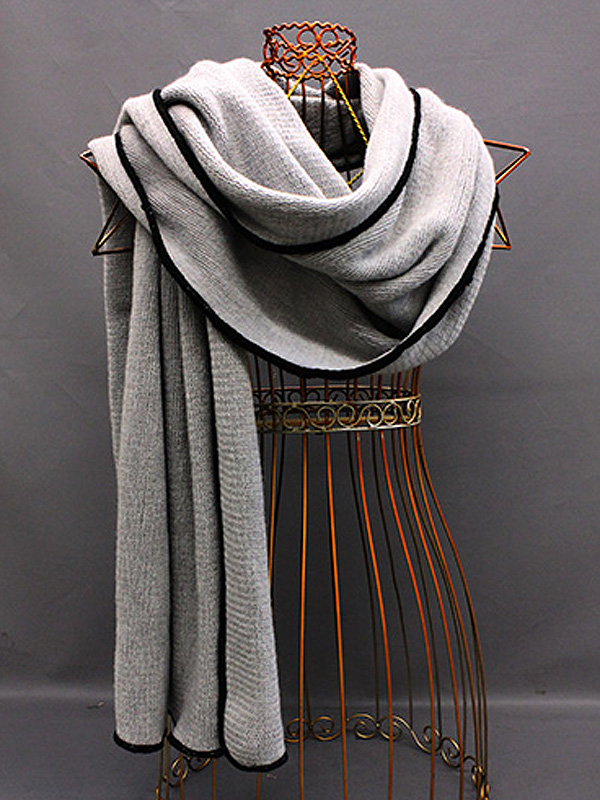 Acrylic solid knit with trim scarf