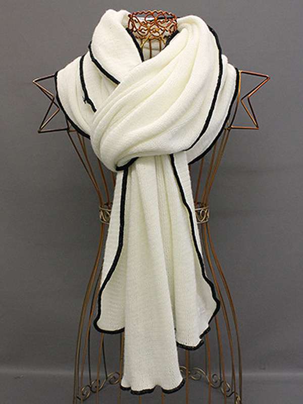 Acrylic solid knit with trim scarf