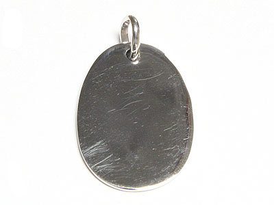 925 sterling silver engravable plain oval plate pendant