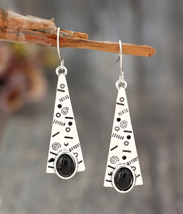 Ethnic geometric bar drop earring