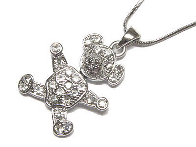 Made in korea whitegold plating bear necklace