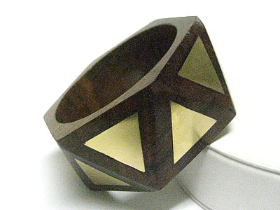 Metal insert facet wood bangle