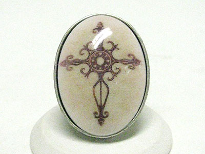 Cross ceramic stone stretch ring