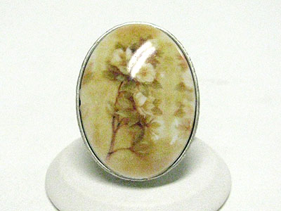 Flower ceramic stone stretch ring