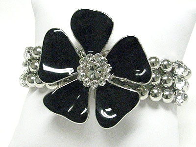 Metal epoxy flower and metal ball stretch bracelet