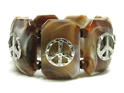 Peace theme acryl bar stretch braceret 