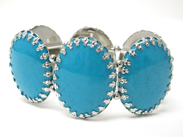 Formica oval stone stretch bracelet