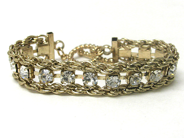 Crystal stud metal chain bracelet