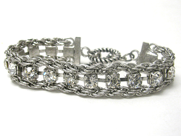 Crystal stud metal chain bracelet