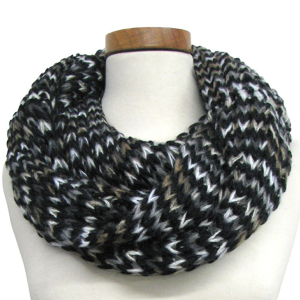 100% polyester mixed color knit infinity scarf