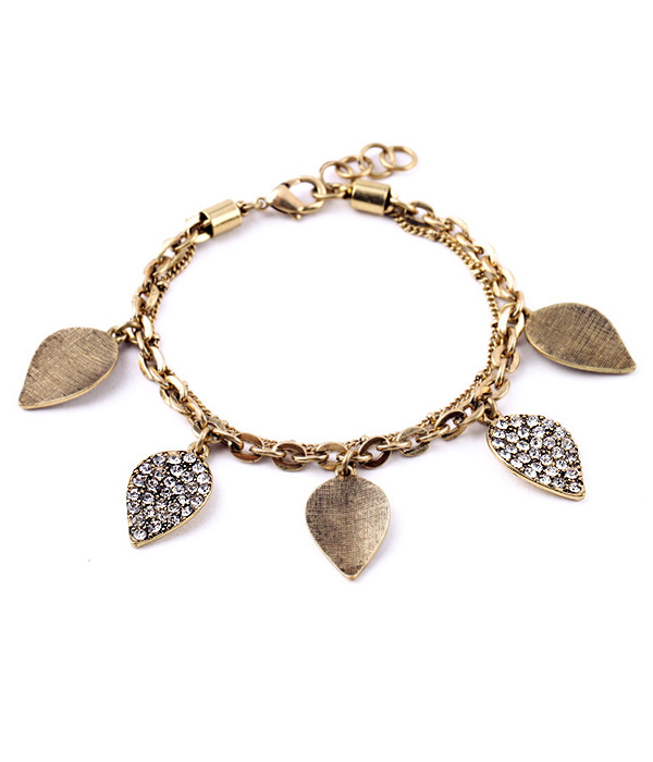 Boutique style leaf dangle bracelet