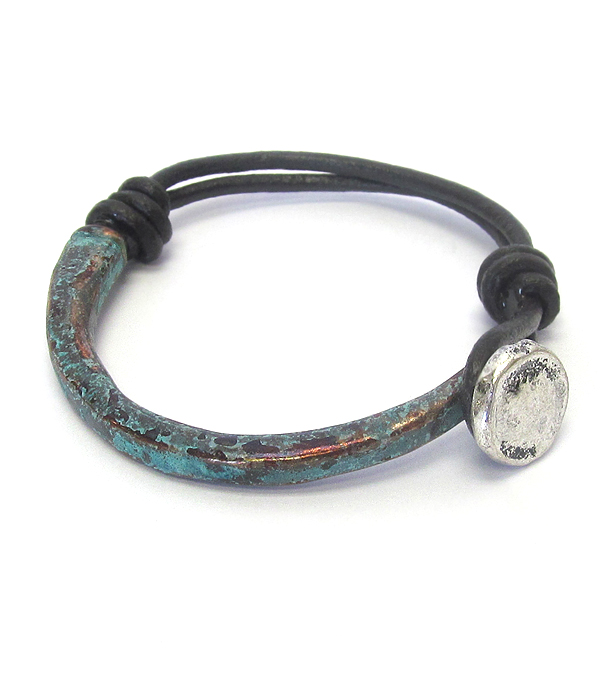 Metal and cord bracelet