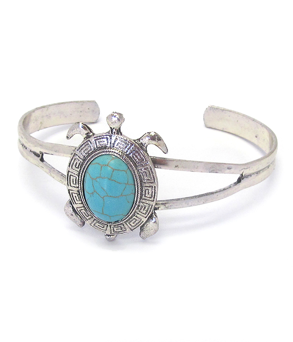 Turquoise turtle bangle bracelet