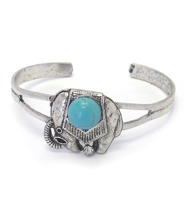 Turquoise elephant bangle bracelet