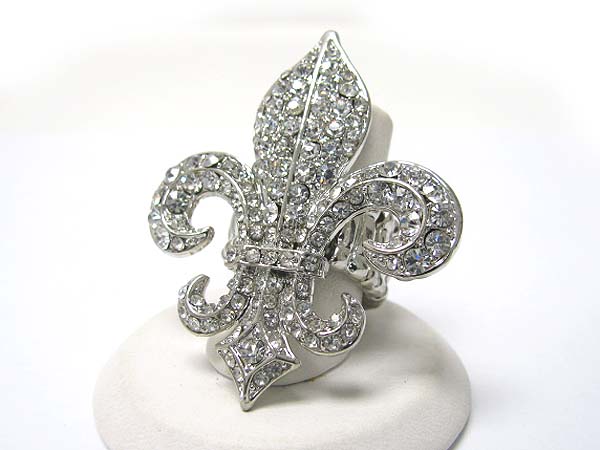 Crystal stud fleur de lis stretch ring