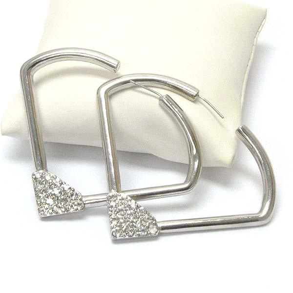 Crystal tip deco triangular hoop earring