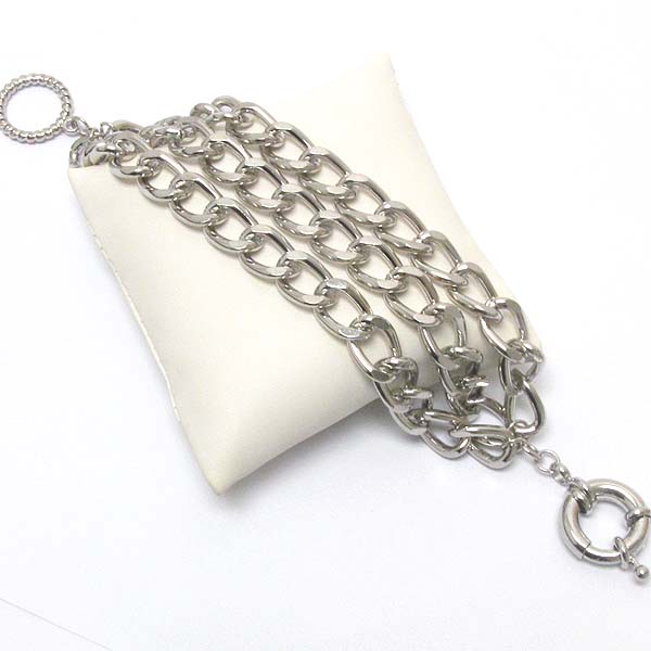 Three layered metal chain bracelet