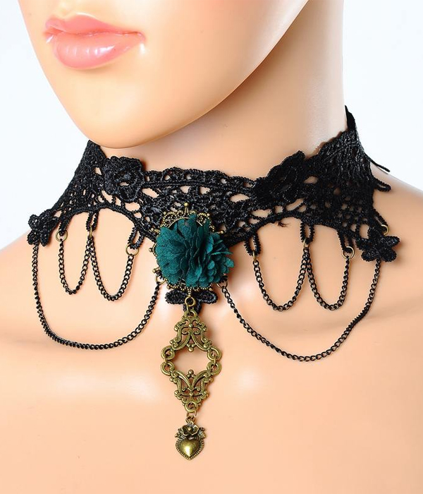 Handmade retro gothic steampunk lace chocker necklace