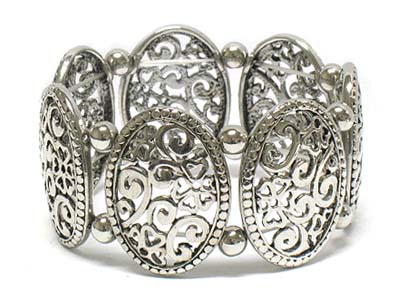 Antique style pattern metal stretch bracelet