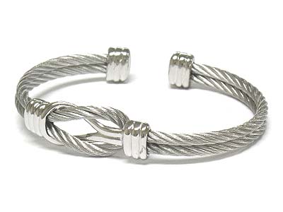 Metal knot double line bangle