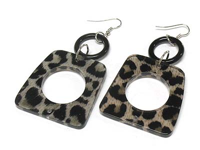 Animal leopard pattern large dangle earring