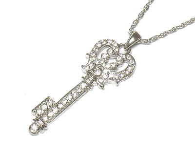 Crystal deco key pendant necklace 