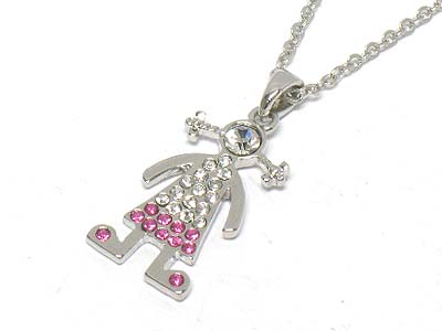 Crystal deco boy pendant necklace