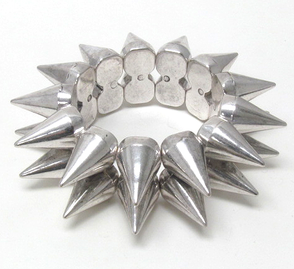 Two fashion metal line spikes patern stretch bracelet