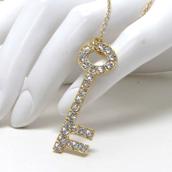 Crystal key pendant necklace