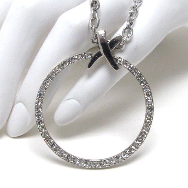 Crystal paved x and o message pendant chain necklace